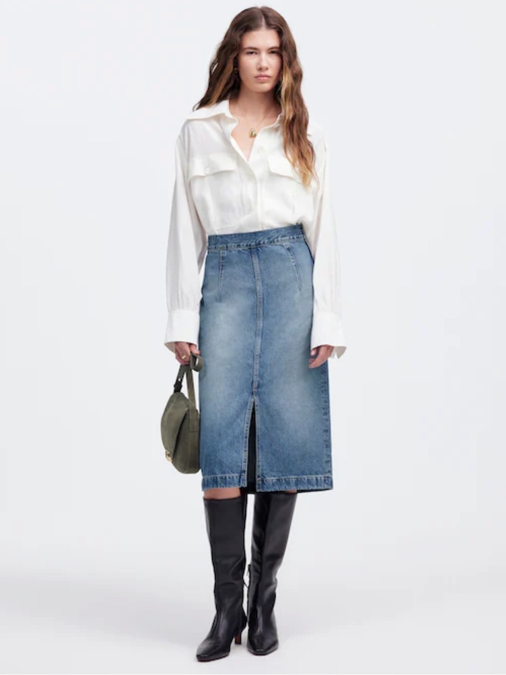 Madewell Denim Midi Pencil Skirt in Billings Wash Size 26